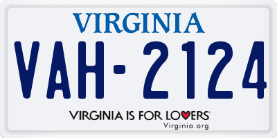VA license plate VAH2124