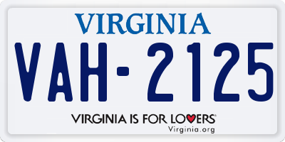 VA license plate VAH2125