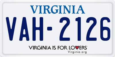 VA license plate VAH2126