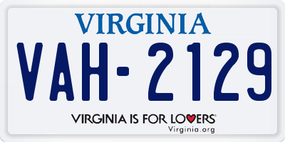 VA license plate VAH2129
