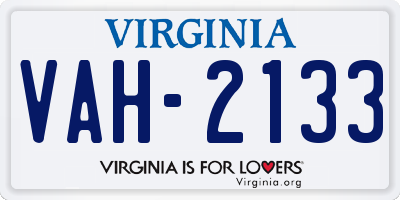 VA license plate VAH2133