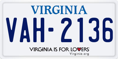 VA license plate VAH2136