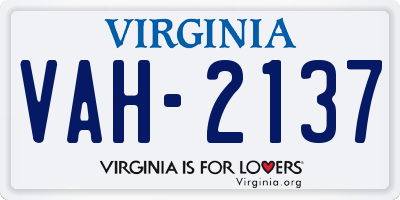 VA license plate VAH2137