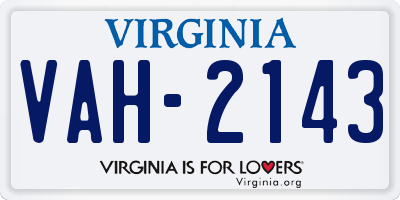 VA license plate VAH2143