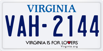 VA license plate VAH2144
