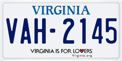 VA license plate VAH2145