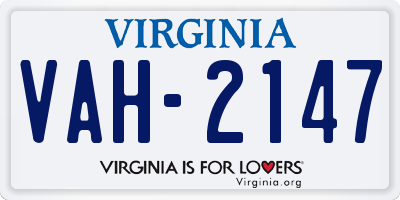 VA license plate VAH2147