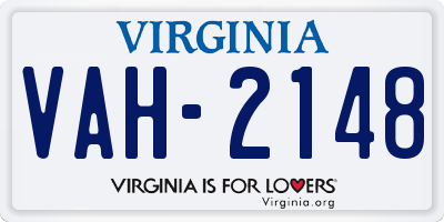 VA license plate VAH2148
