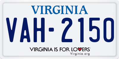 VA license plate VAH2150