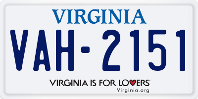 VA license plate VAH2151