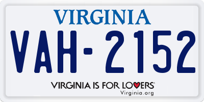 VA license plate VAH2152