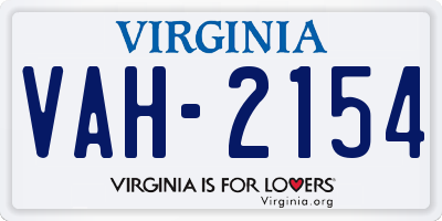 VA license plate VAH2154