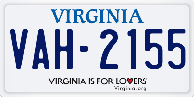 VA license plate VAH2155