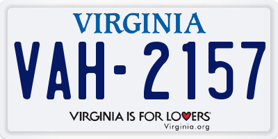 VA license plate VAH2157