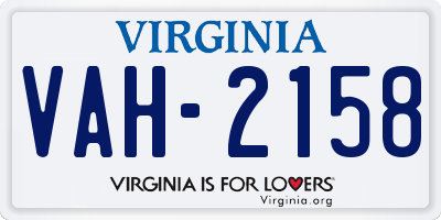 VA license plate VAH2158
