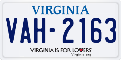 VA license plate VAH2163