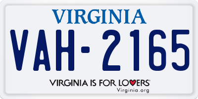 VA license plate VAH2165