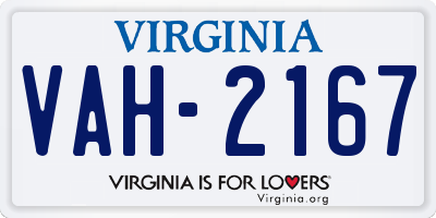 VA license plate VAH2167