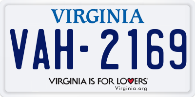 VA license plate VAH2169