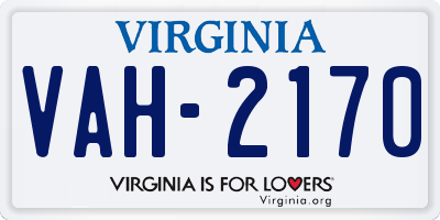 VA license plate VAH2170