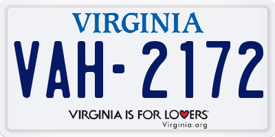 VA license plate VAH2172