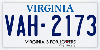 VA license plate VAH2173