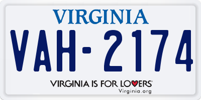 VA license plate VAH2174