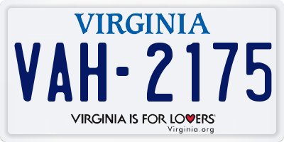 VA license plate VAH2175