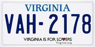 VA license plate VAH2178