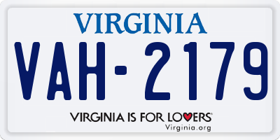 VA license plate VAH2179