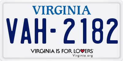 VA license plate VAH2182