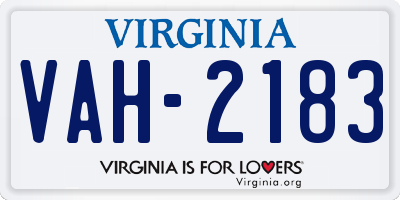VA license plate VAH2183