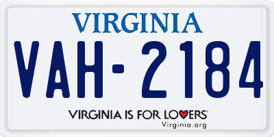 VA license plate VAH2184