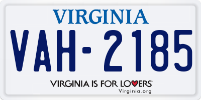 VA license plate VAH2185