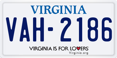 VA license plate VAH2186