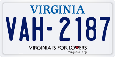 VA license plate VAH2187