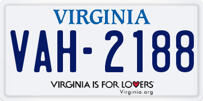 VA license plate VAH2188