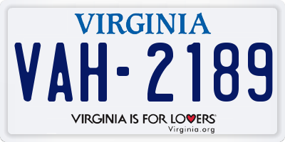 VA license plate VAH2189
