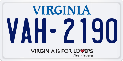 VA license plate VAH2190