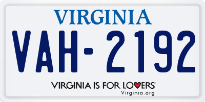 VA license plate VAH2192