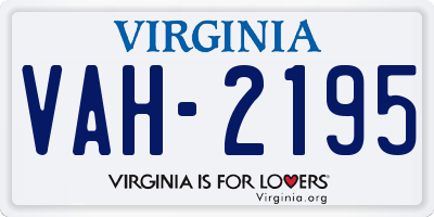 VA license plate VAH2195