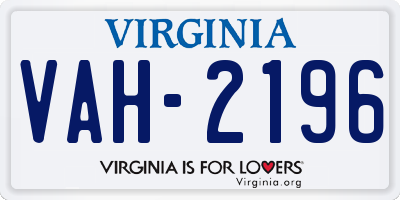 VA license plate VAH2196