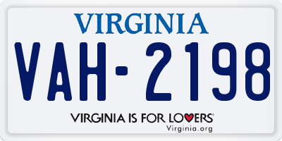 VA license plate VAH2198