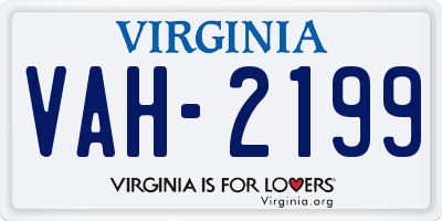 VA license plate VAH2199