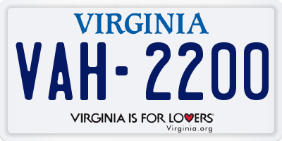 VA license plate VAH2200