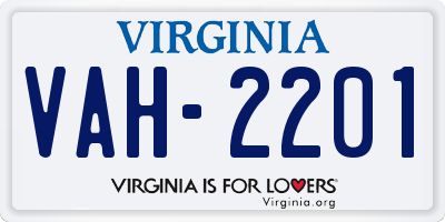 VA license plate VAH2201