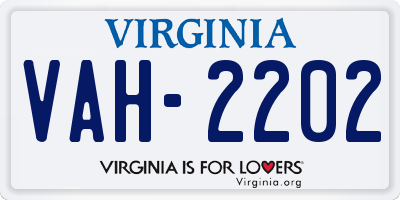 VA license plate VAH2202