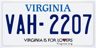 VA license plate VAH2207