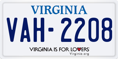 VA license plate VAH2208