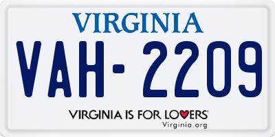 VA license plate VAH2209